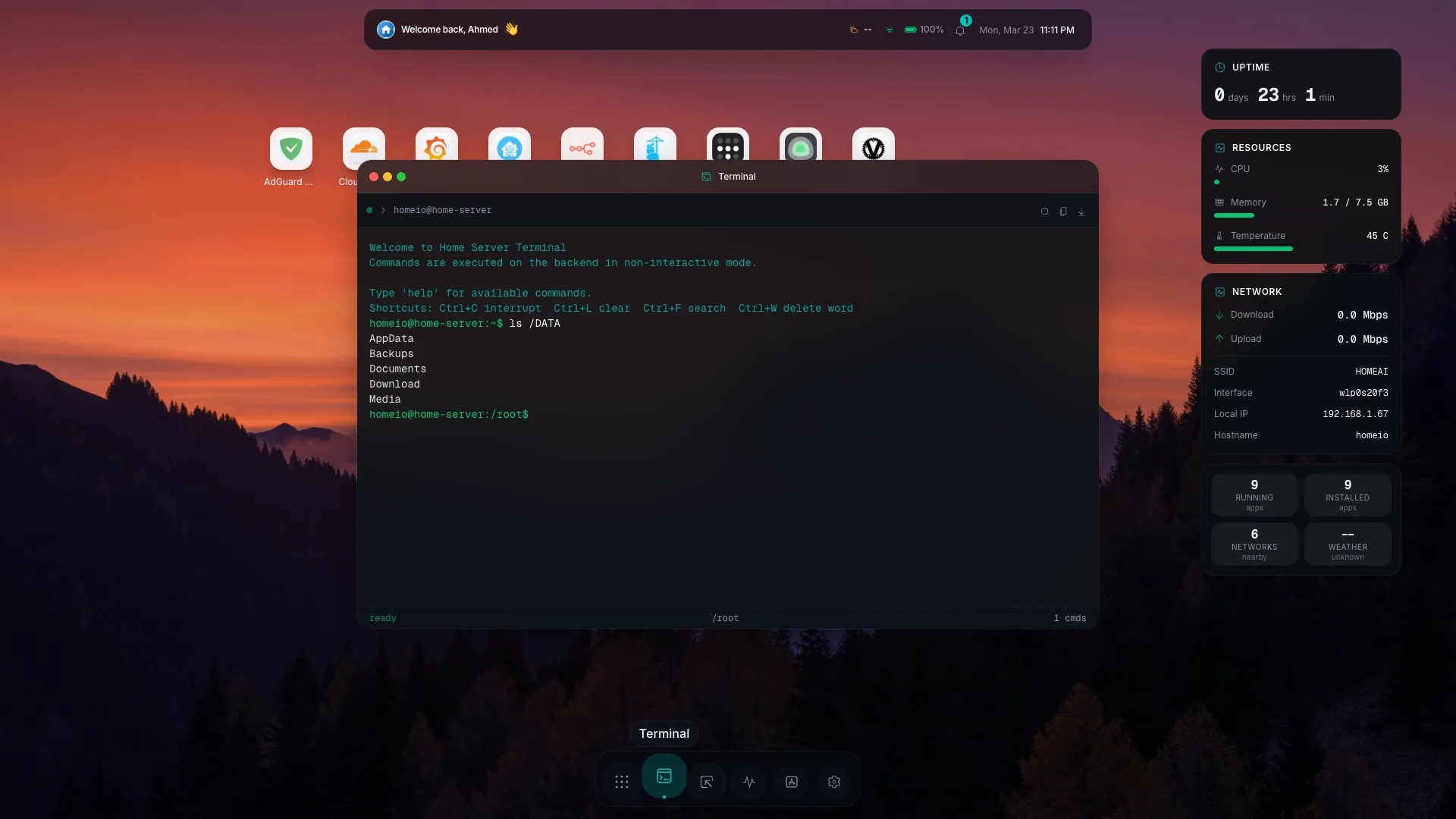 Homeio home server dashboard as an alternative to Portainer